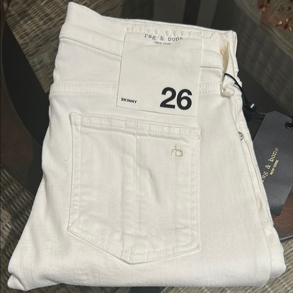 rag & bone White Straight Leg Skinny Jeans - Picture 3 of 14